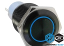 Pulsante a Pressione DimasTech® Black, 22 mm ID, Azione Alternata, Colore Led Blue
